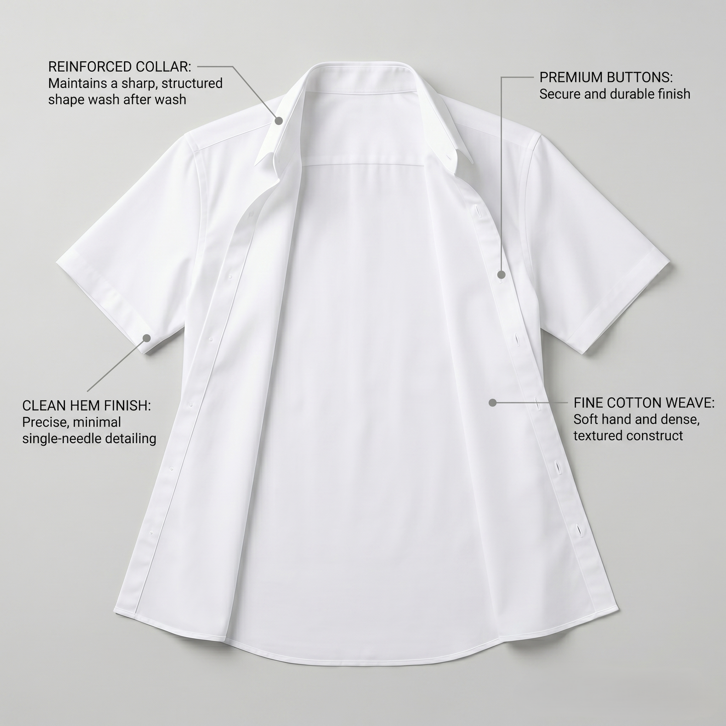 Men's Premium White Cotton-Rich Half Sleeves Formal Shirt (2X1H)