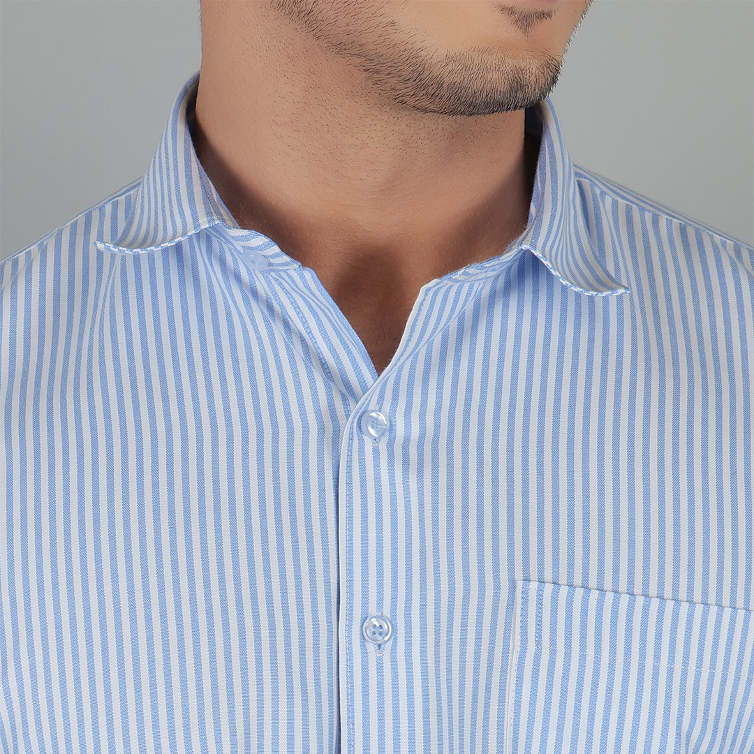 YOUNG & FORMALS by CAMBRIDGE Men's Slim Fit Striped Formal Shirt | Full Sleeves | Spread Collar with Hanging Twin Tape | Premium Office & Business Wear (YF00006SF)