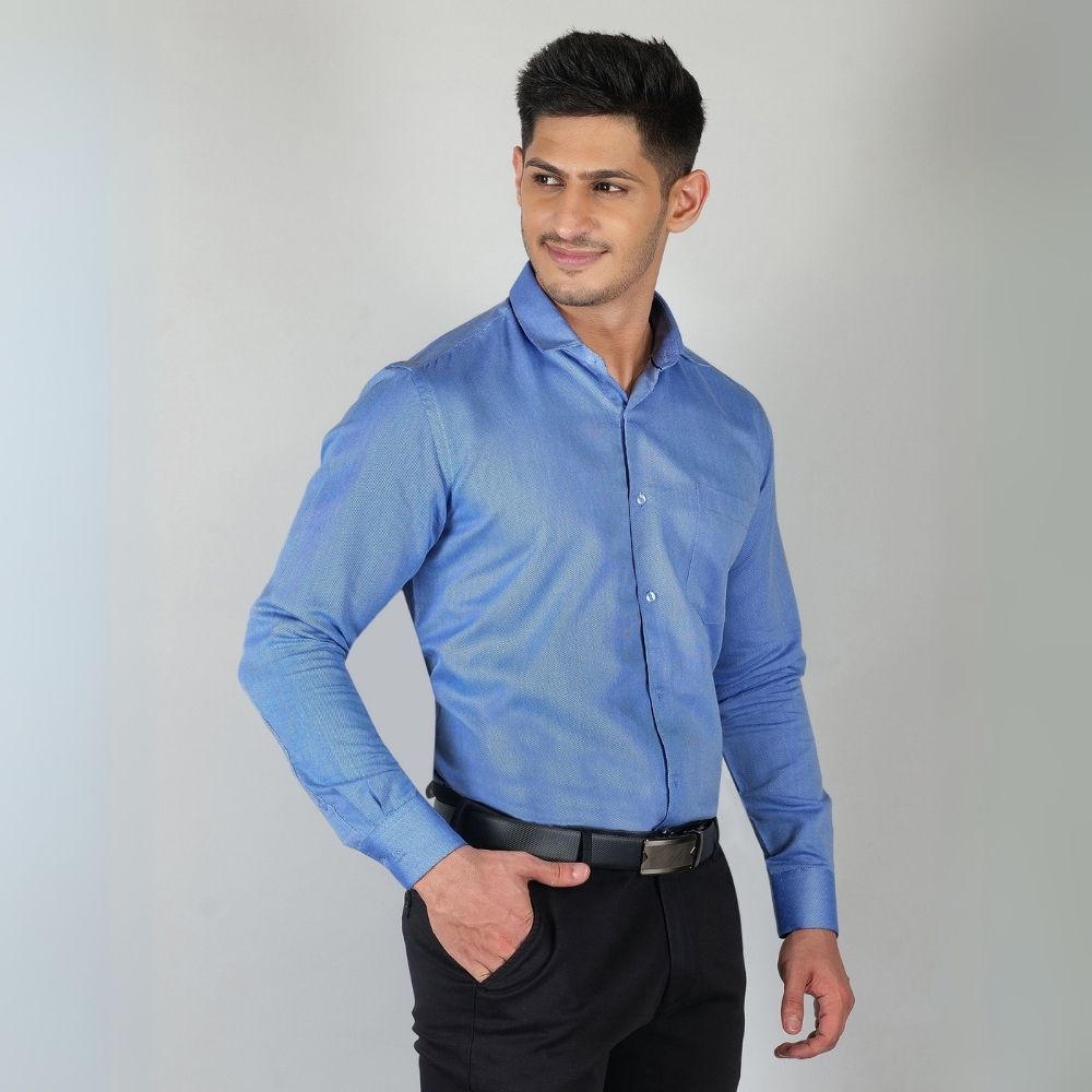 Young & Formal by Cambridge Structured Formal Shirt – Slim Fit, Full Sleeve | Premium Texture for Daily Corporate Style | YF00009SF