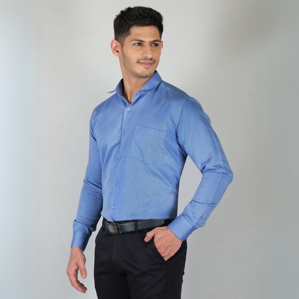 Young & Formal by Cambridge Structured Formal Shirt – Slim Fit, Full Sleeve | Premium Texture for Daily Corporate Style | YF00009SF
