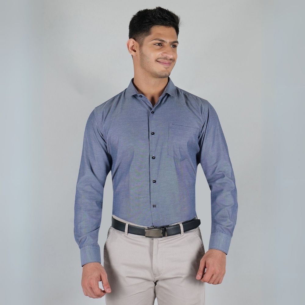 Young & Formal by Cambridge Structured Formal Shirt – Slim Fit, Full Sleeve | Premium Texture for Daily Corporate Style | YF00009SF