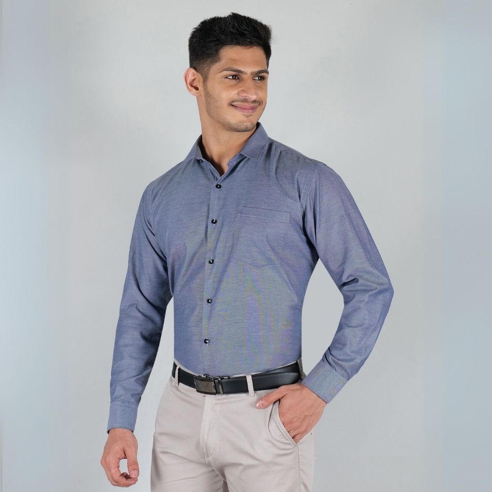 Young & Formal by Cambridge Structured Formal Shirt – Slim Fit, Full Sleeve | Premium Texture for Daily Corporate Style | YF00009SF