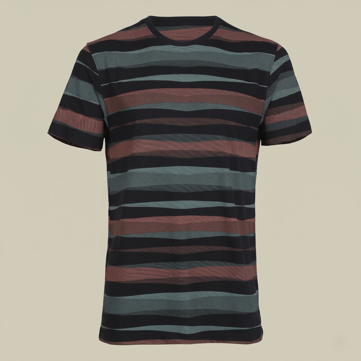 Men's Earth Tone Striped Crew Neck T-Shirt (TSRP05)
