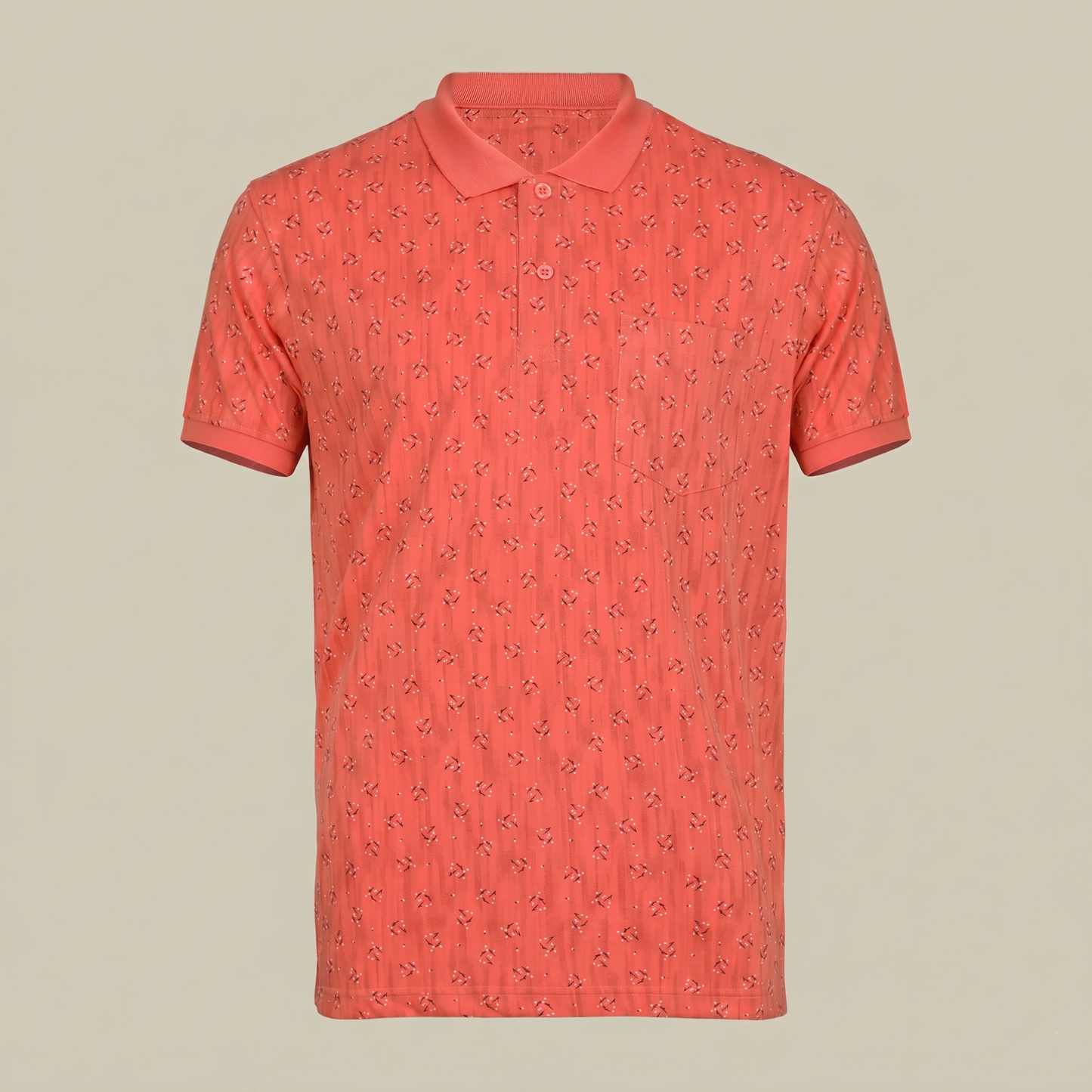 Men's Coral Micro-Print Pocket Polo T-shirt (TSSR011)