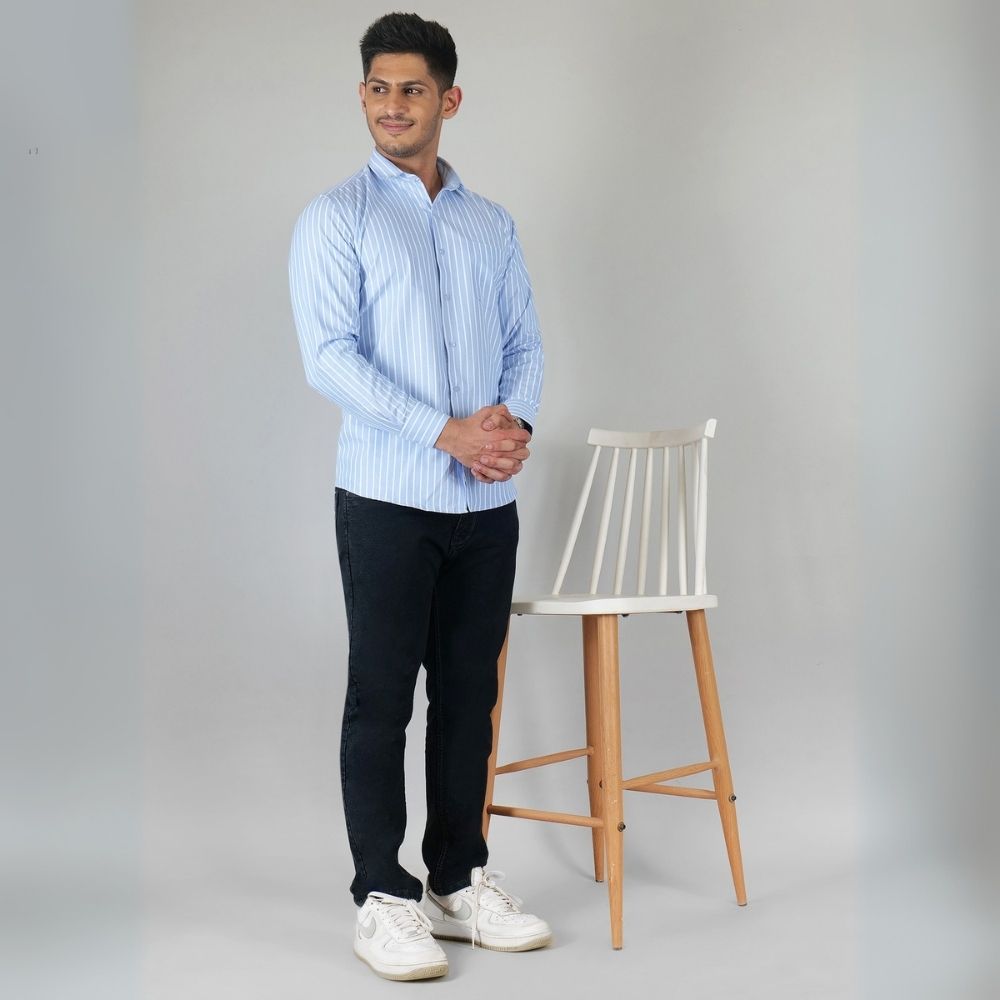 Young & Formal by Cambridge  Striped Formal Shirt – Slim Fit, Full Sleeve | Perfect for Weekday Office & Team Meetings | YF00005SF