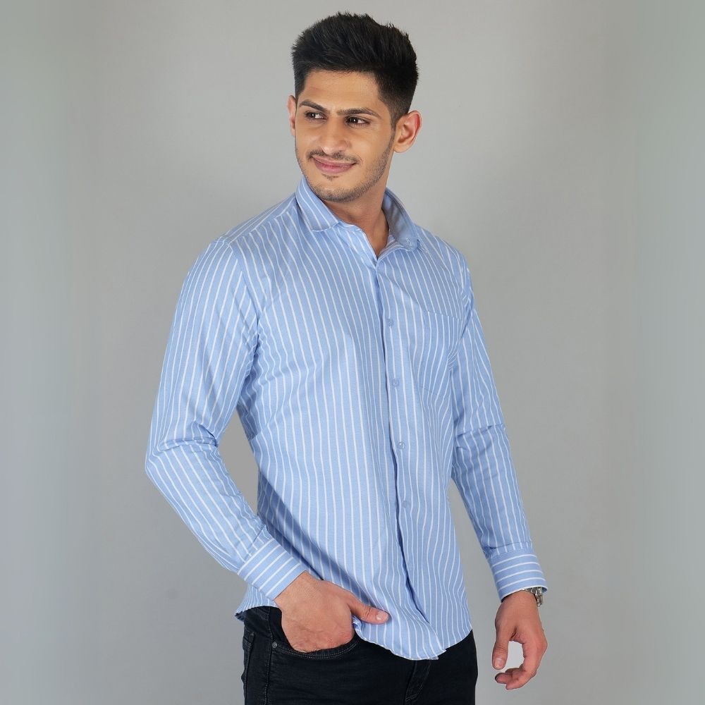 Young & Formal by Cambridge  Striped Formal Shirt – Slim Fit, Full Sleeve | Perfect for Weekday Office & Team Meetings | YF00005SF