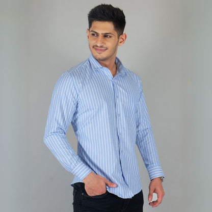 Young & Formal by Cambridge  Striped Formal Shirt – Slim Fit, Full Sleeve | Perfect for Weekday Office & Team Meetings | YF00005SF