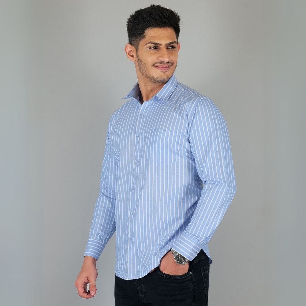 Young & Formal by Cambridge  Striped Formal Shirt – Slim Fit, Full Sleeve | Perfect for Weekday Office & Team Meetings | YF00005SF