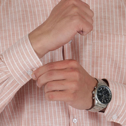 Young & Formal by Cambridge  Striped Formal Shirt – Slim Fit, Long Sleeves | Business Ready for Office & Formal Events | YF00011SF