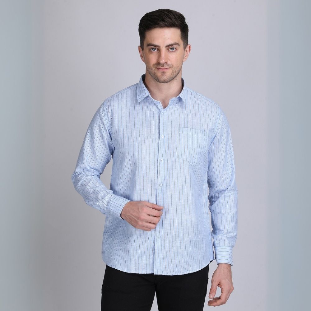 Young & Formal by Cambridge  Striped Formal Shirt – Slim Fit, Long Sleeves | Travel-Ready Office Wear for Professionals on the Move | YF00013SF