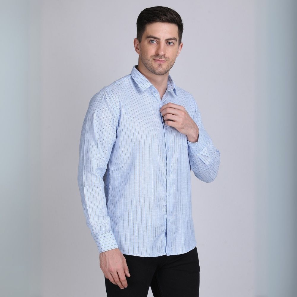 Young & Formal by Cambridge  Striped Formal Shirt – Slim Fit, Long Sleeves | Travel-Ready Office Wear for Professionals on the Move | YF00013SF