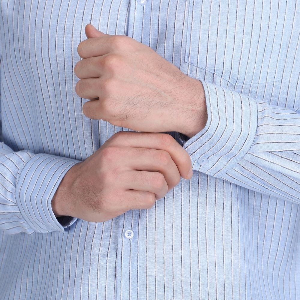 Young & Formal by Cambridge  Striped Formal Shirt – Slim Fit, Long Sleeves | Travel-Ready Office Wear for Professionals on the Move | YF00013SF