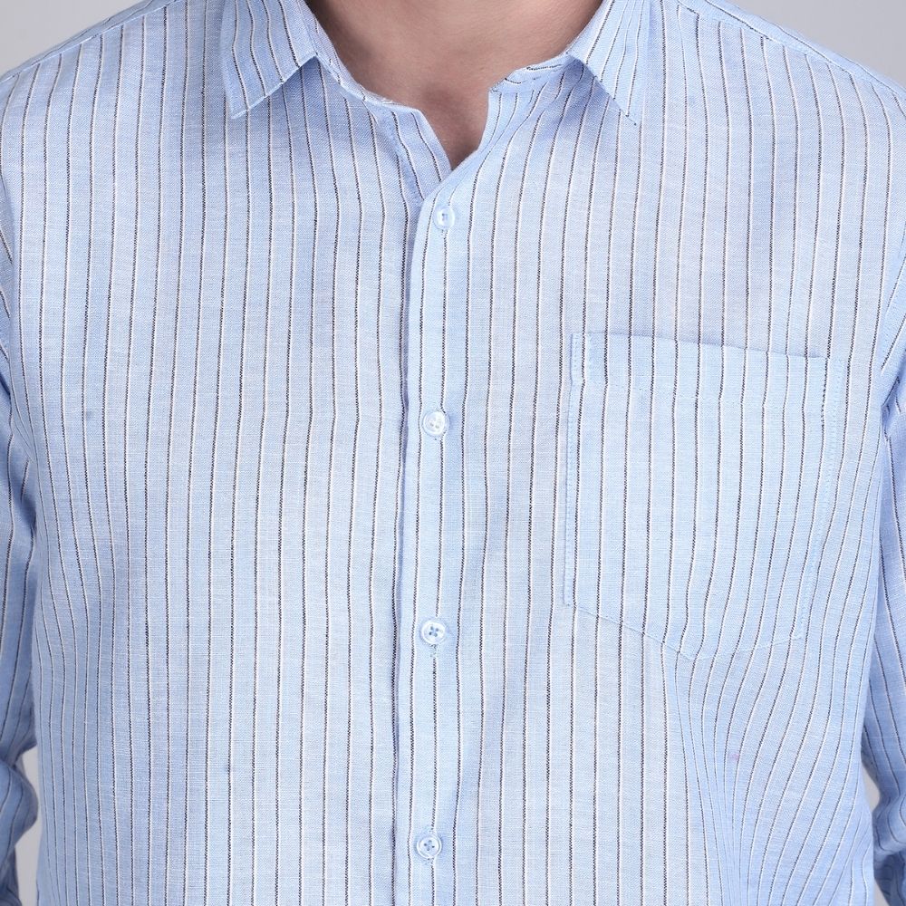 Young & Formal by Cambridge  Striped Formal Shirt – Slim Fit, Long Sleeves | Travel-Ready Office Wear for Professionals on the Move | YF00013SF