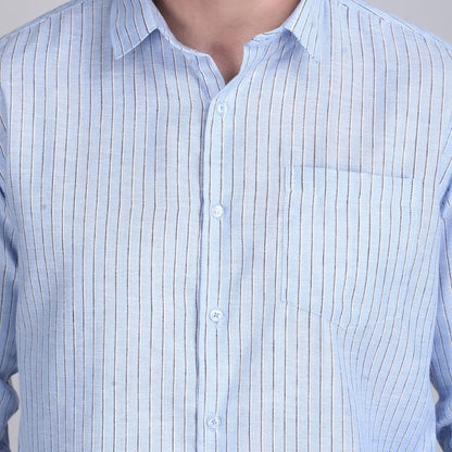 Young & Formal by Cambridge  Striped Formal Shirt – Slim Fit, Long Sleeves | Travel-Ready Office Wear for Professionals on the Move | YF00013SF