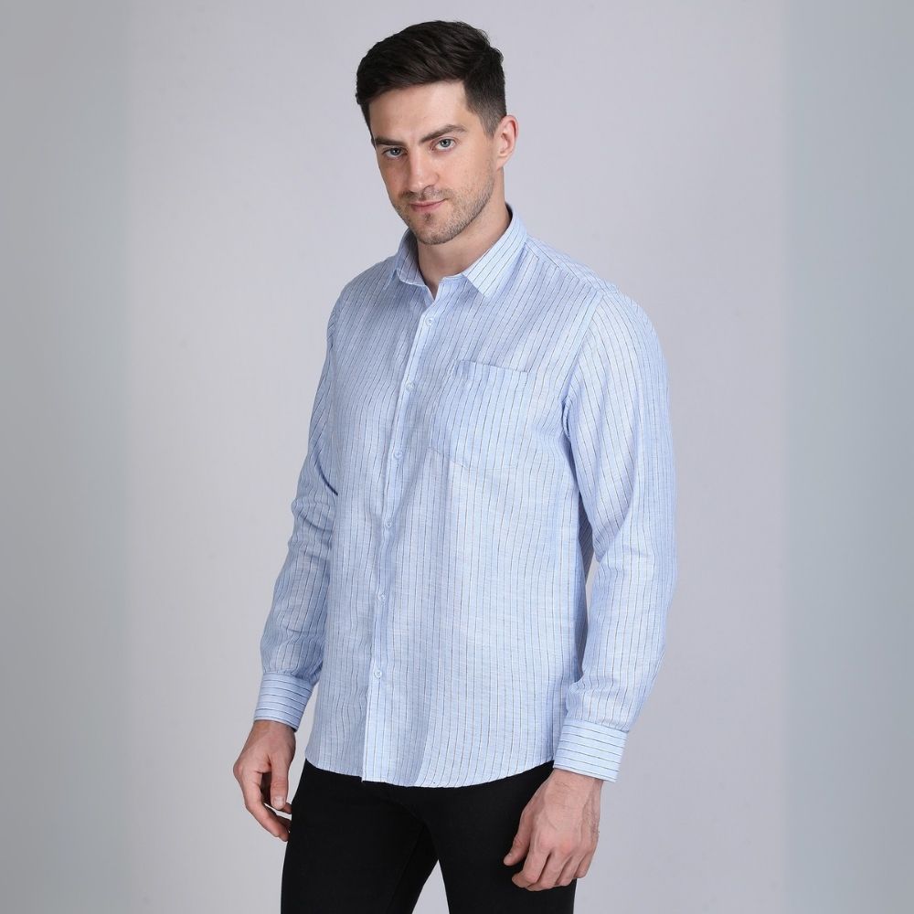 Young & Formal by Cambridge  Striped Formal Shirt – Slim Fit, Long Sleeves | Travel-Ready Office Wear for Professionals on the Move | YF00013SF