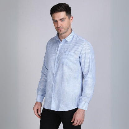Young & Formal by Cambridge  Striped Formal Shirt – Slim Fit, Long Sleeves | Travel-Ready Office Wear for Professionals on the Move | YF00013SF
