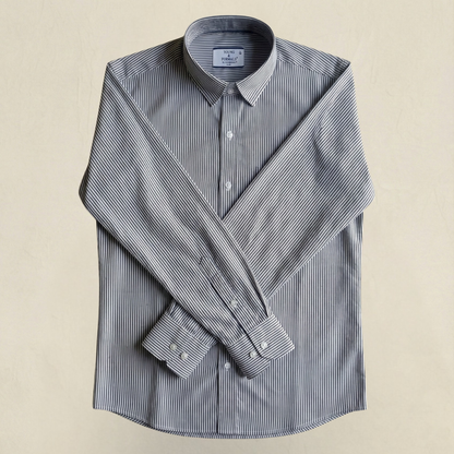 YOUNG & FORMALS by CAMBRIDGE Men's Slim Fit Striped Formal Shirt | Full Sleeves | Spread Collar with Hanging Twin Tape | Premium Office & Business Wear (YF00014SF)