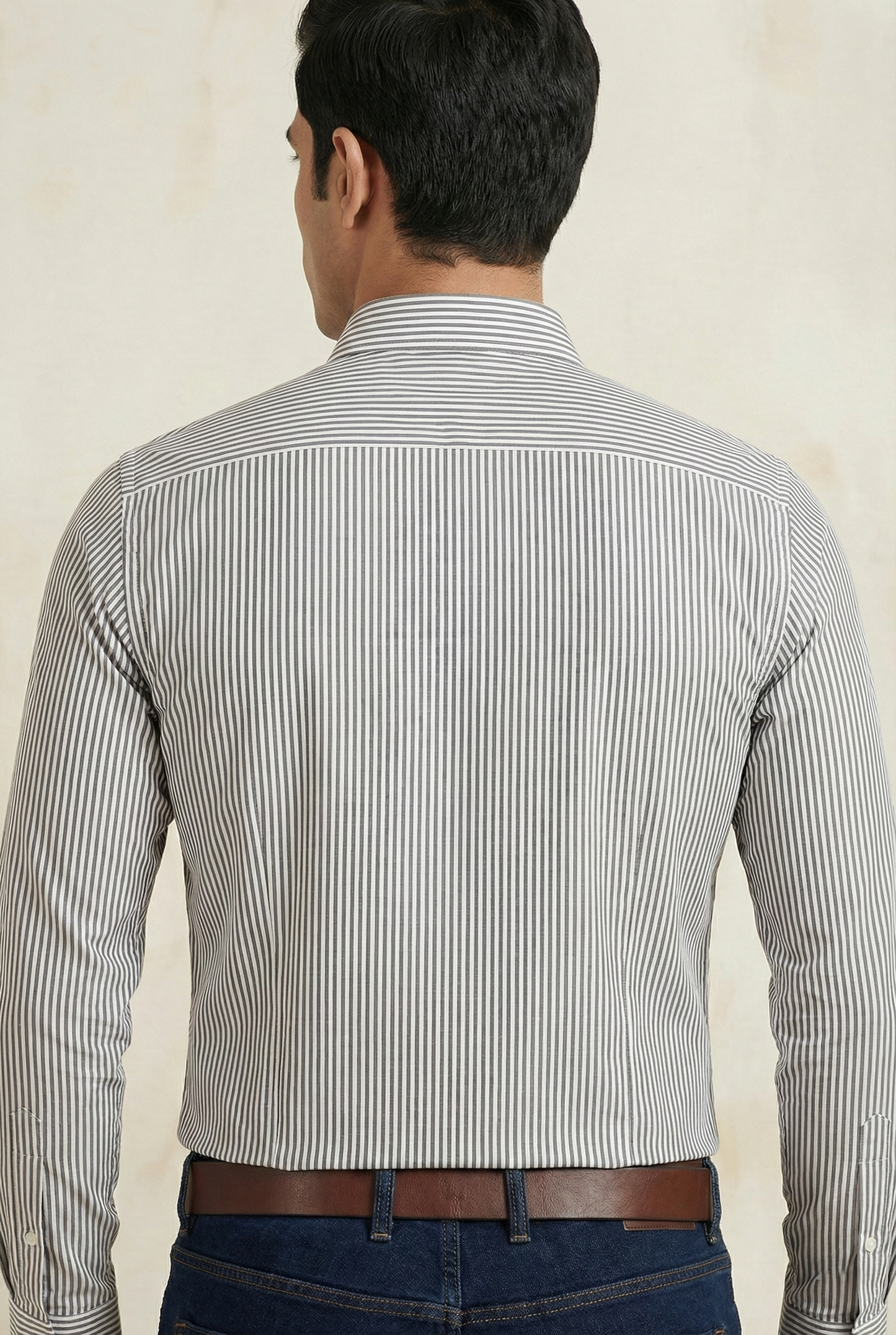 YOUNG & FORMALS by CAMBRIDGE Men's Slim Fit Striped Formal Shirt | Full Sleeves | Spread Collar with Hanging Twin Tape | Premium Office & Business Wear | Blue | 36