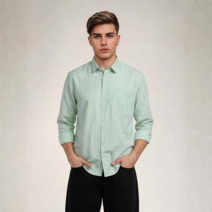 YOUNG & FORMALS by CAMBRIDGE Men's Slim Fit Striped Formal Shirt | Full Sleeves | Spread Collar with Hanging Twin Tape | Premium Office & Business Wear (YF00017SF)