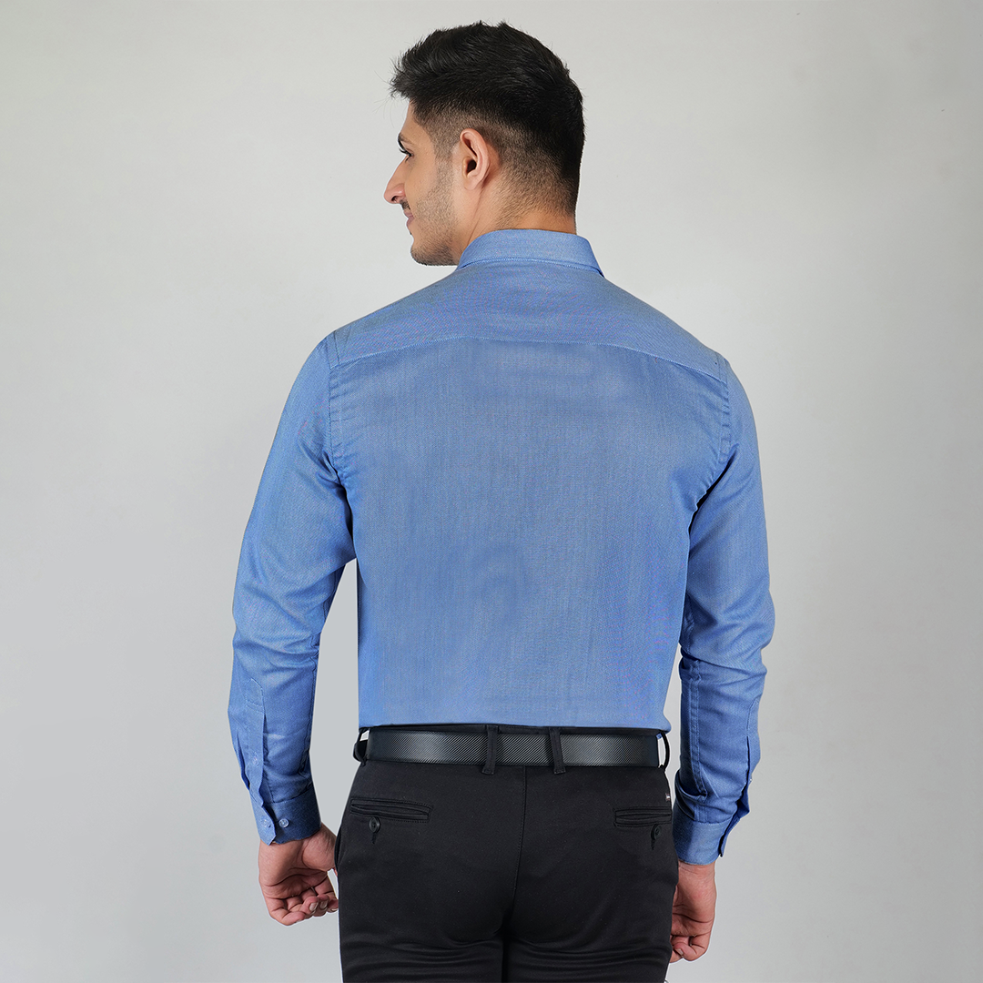 YOUNG & FORMALS by CAMBRIDGE Men's Slim Fit Solid Formal Shirt | Full Sleeves, Structure Pattern | Premium Polyester Cotton Blend | Classic Business & Office Wear (YF00009SF)