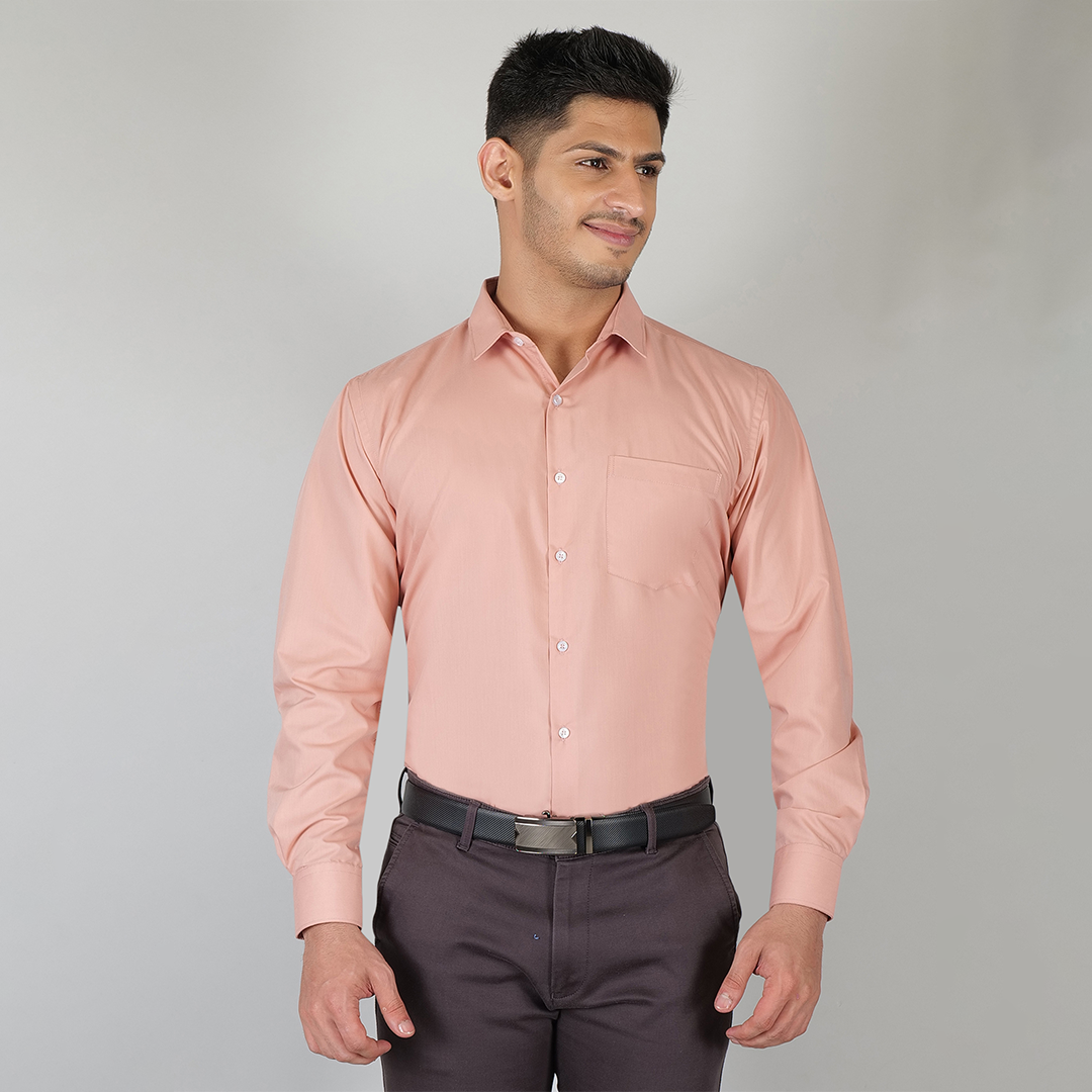 YOUNG & FORMALS by CAMBRIDGE Men's Slim Fit Solid Formal Shirt | Full Sleeves, Spread Collar | Premium Polyester Cotton Blend | Classic Business & Office Wear (YF00008SF)