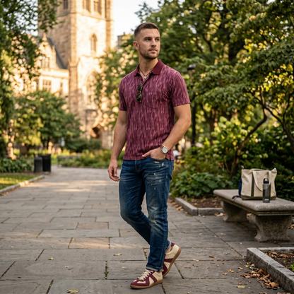 Men's Premium Patterned & Striped Pocket Polo Shirt