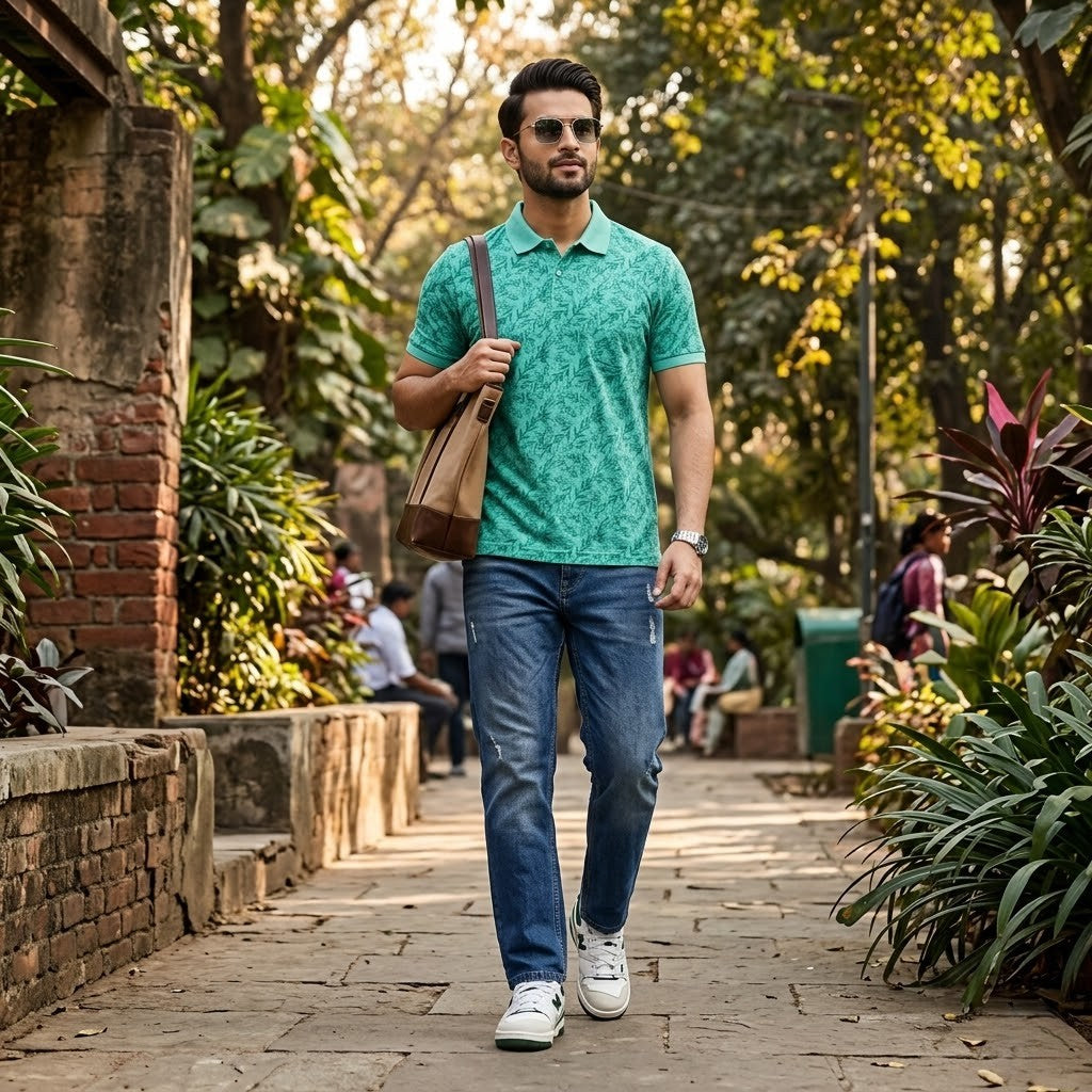 Men's Premium Patterned & Striped Pocket Polo Shirt