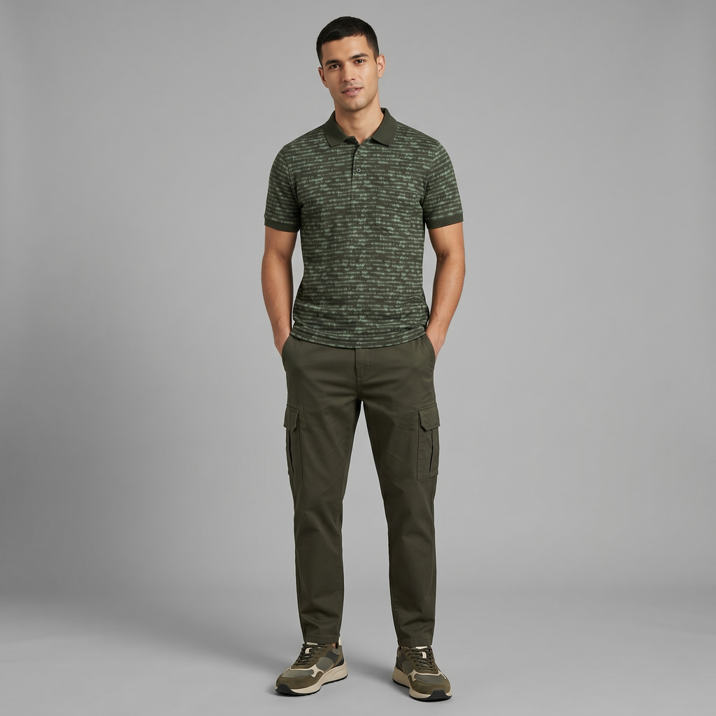 Men's Premium Patterned & Striped Pocket Polo Shirt