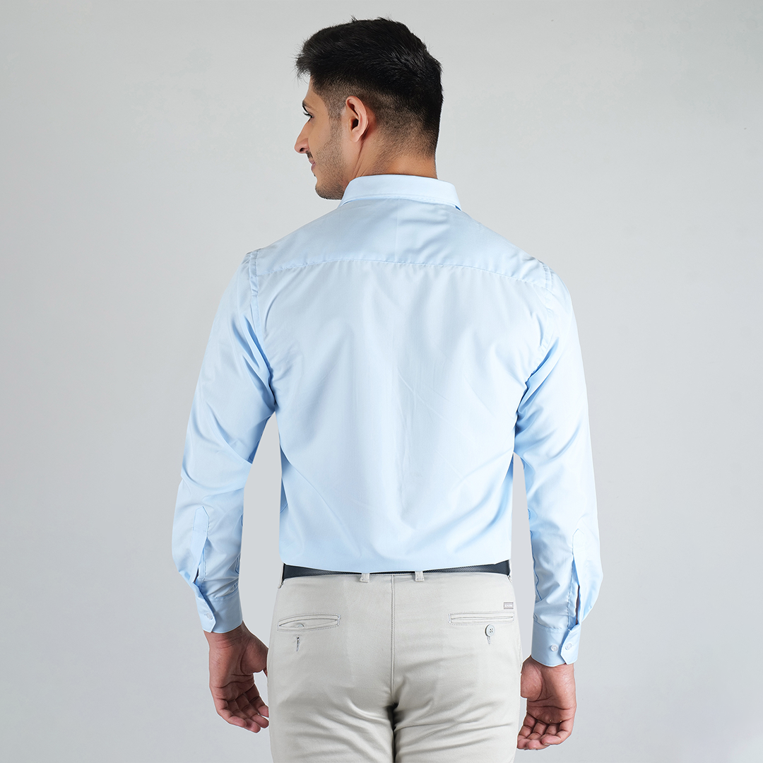 YOUNG & FORMALS by CAMBRIDGE Men's Slim Fit Solid Formal Shirt | Full Sleeves, Spread Collar | Premium Polyester Cotton Blend | Classic Business & Office Wear (YF00008SF)