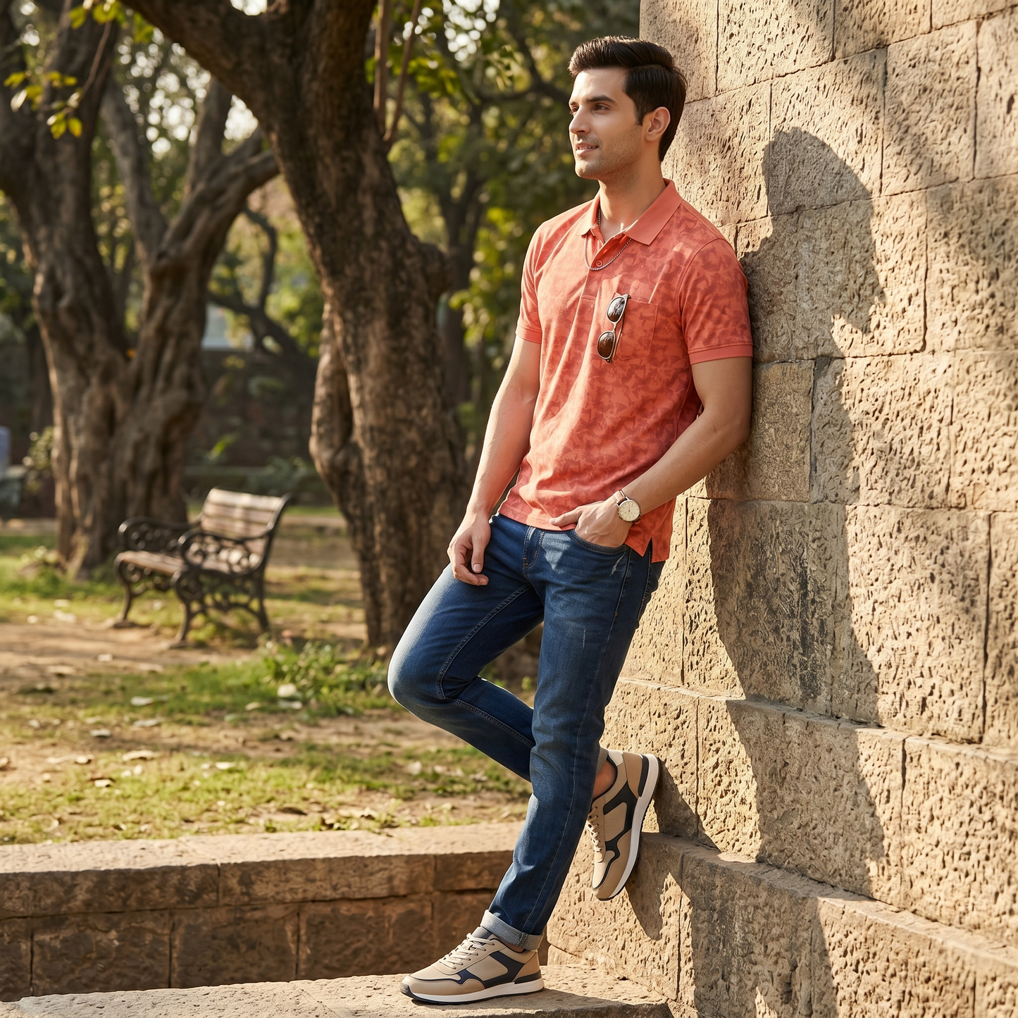 Men's Premium Patterned & Striped Pocket Polo Shirt