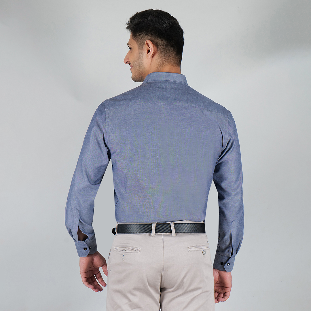 YOUNG & FORMALS by CAMBRIDGE Men's Slim Fit Solid Formal Shirt | Full Sleeves, Structure Pattern | Premium Polyester Cotton Blend | Classic Business & Office Wear (YF00009SF)