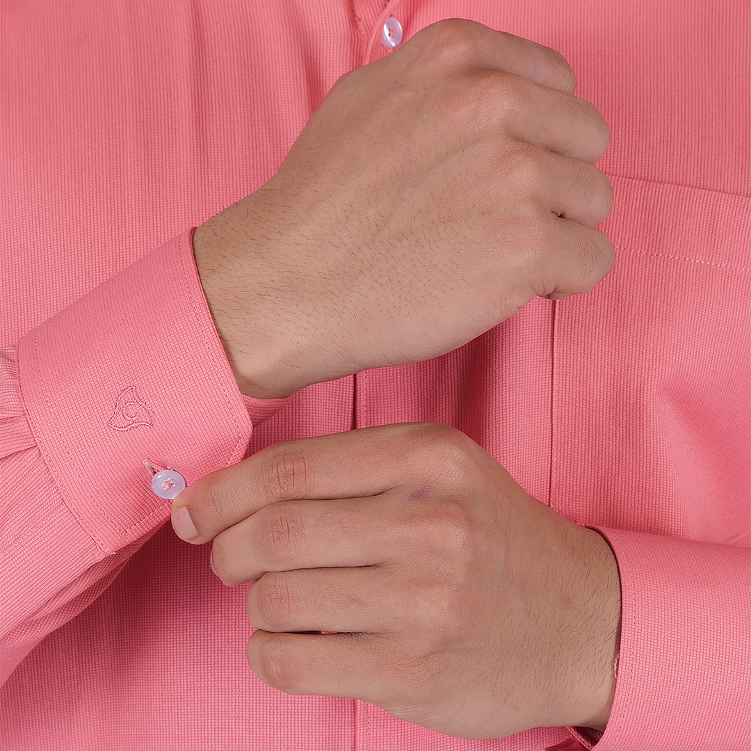 YOUNG & FORMALS by CAMBRIDGE Men's Solid Formal Shirt | Slim Fit, Full Sleeves | Structure Pattern | Classic Business & Office Wear (YF00003SF)