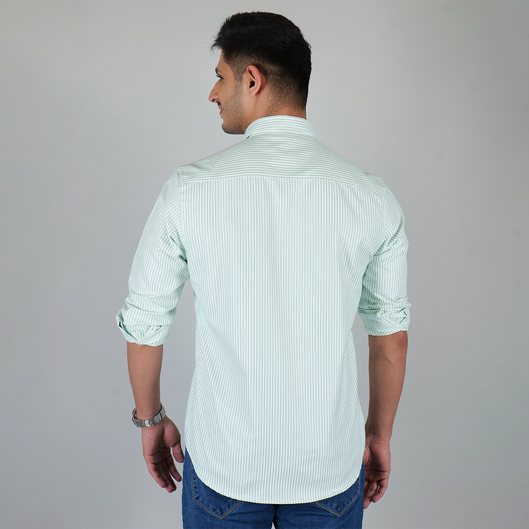 YOUNG & FORMALS by CAMBRIDGE Men's Slim Fit Striped Formal Shirt | Full Sleeves | Spread Collar with Hanging Twin Tape | Premium Office & Business Wear (YF00006SF)