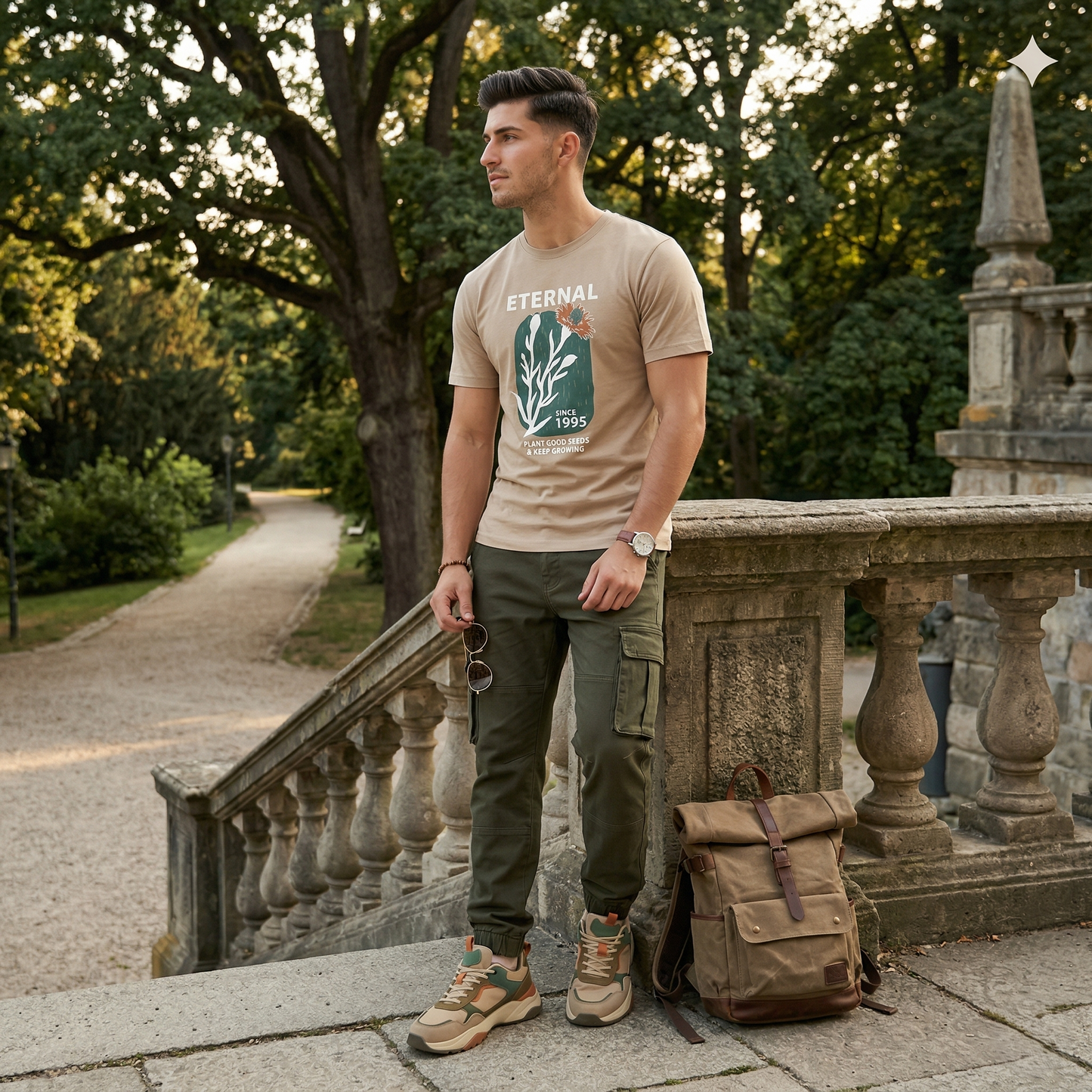 Men’s Premium Printed Cotton-Stretch T-Shirt -(TSSR G-RN)