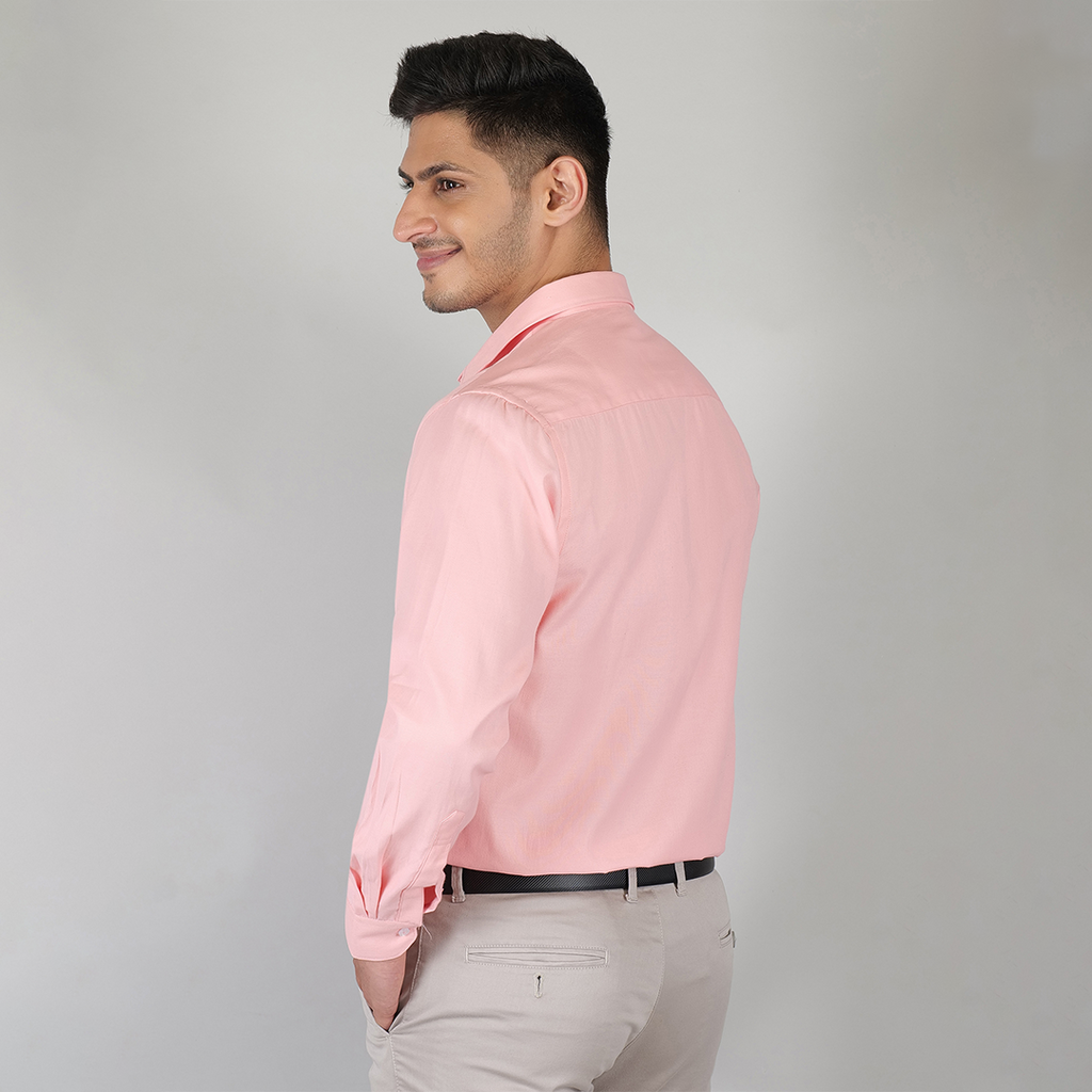YOUNG & FORMALS by CAMBRIDGE Men's Slim Fit Solid Formal Shirt | Full Sleeves, Structure Pattern | Premium Polyester Cotton Blend | Classic Business & Office Wear (YF00009SF)