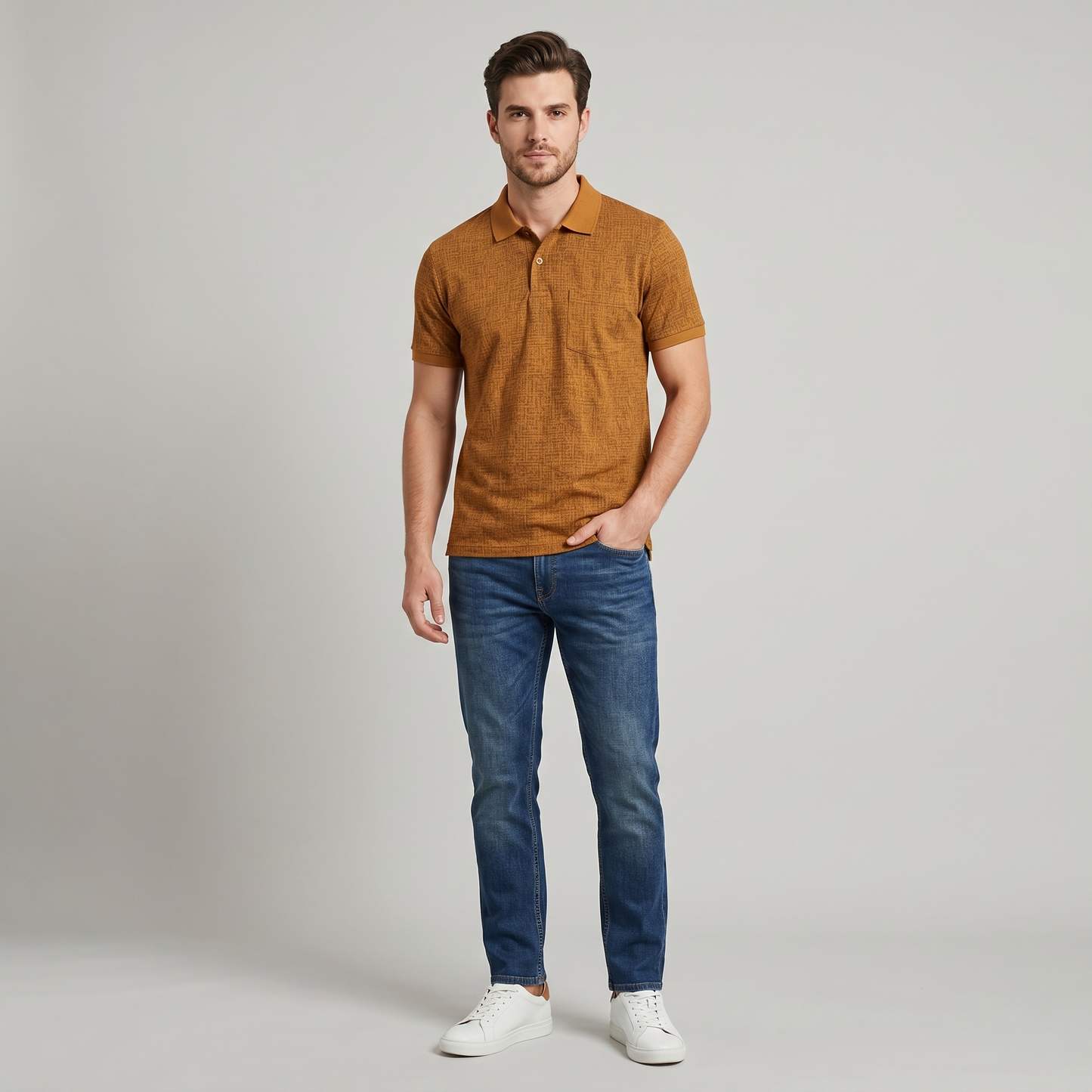 Men's Premium Patterned & Striped Pocket Polo Shirt