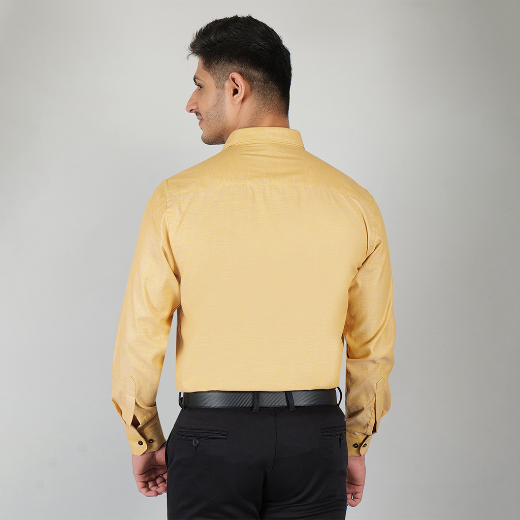 YOUNG & FORMALS by CAMBRIDGE Men's Slim Fit Solid Formal Shirt | Full Sleeves, Structure Pattern | Premium Polyester Cotton Blend | Classic Business & Office Wear (YF00009SF)