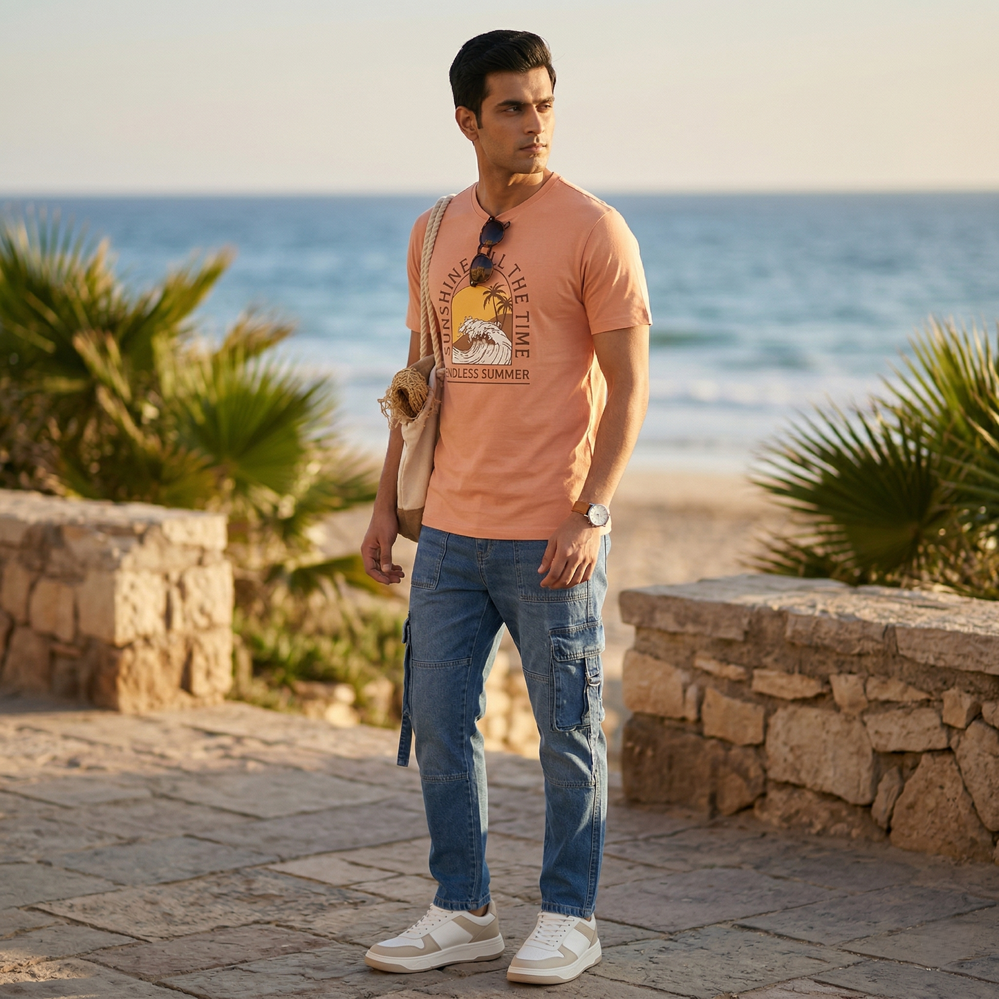 Men’s Premium Printed Cotton-Stretch T-Shirt -(TSSR K-RN)