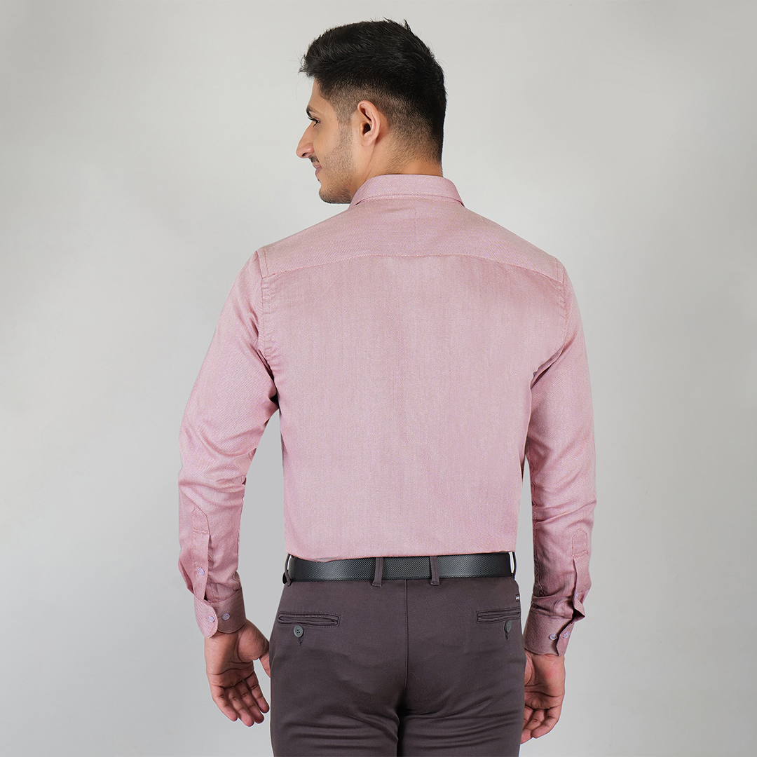 YOUNG & FORMALS by CAMBRIDGE Men's Slim Fit Formal Shirt | Full Sleeves, Spread Collar with Hanging Piping | Solid Chambray | Classic Business & Office Wear (YF00007SF)