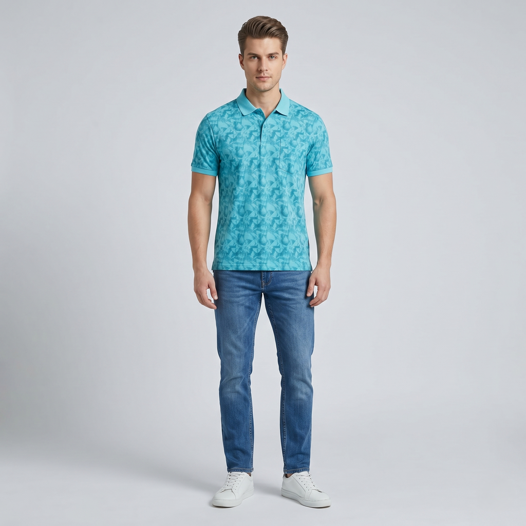 Men's Premium Patterned & Striped Pocket Polo Shirt