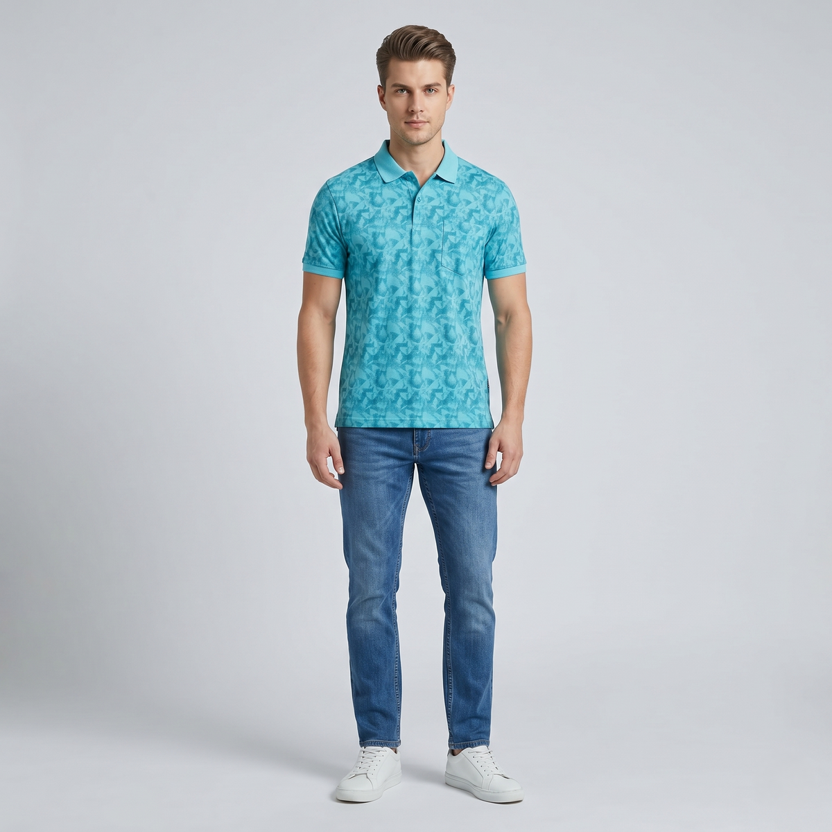 Men's Premium Patterned & Striped Pocket Polo Shirt