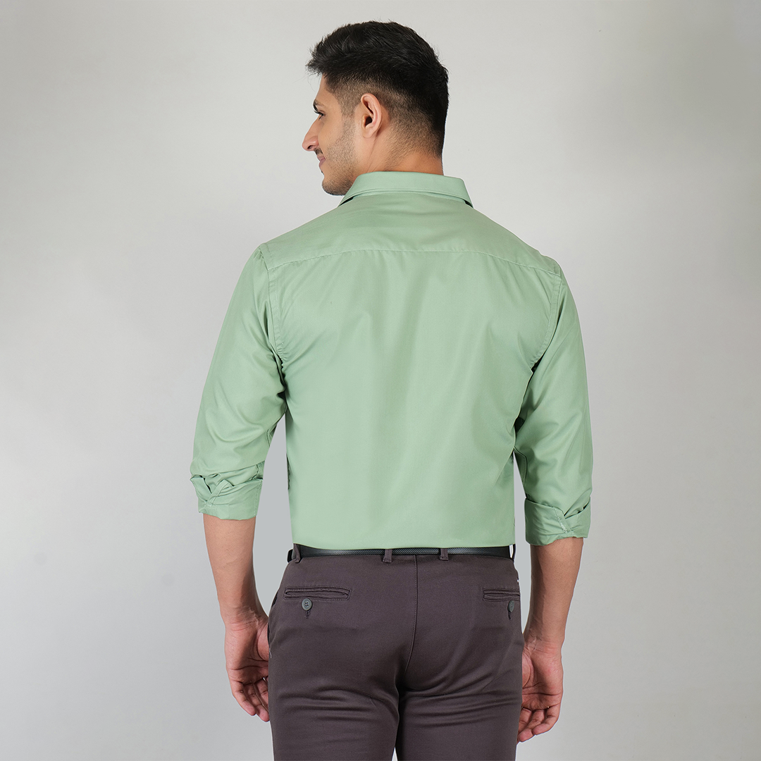 YOUNG & FORMALS by CAMBRIDGE Men's Slim Fit Solid Formal Shirt | Full Sleeves, Spread Collar | Premium Polyester Cotton Blend | Classic Business & Office Wear (YF00008SF)