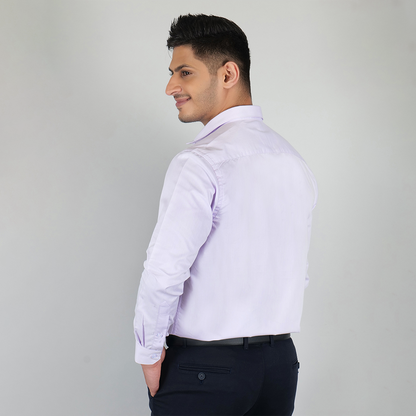 YOUNG & FORMALS by CAMBRIDGE Men's Slim Fit Formal Shirt | Full Sleeves, Spread Collar with Hanging Piping | Solid Chambray | Classic Business & Office Wear (YF00004SF)