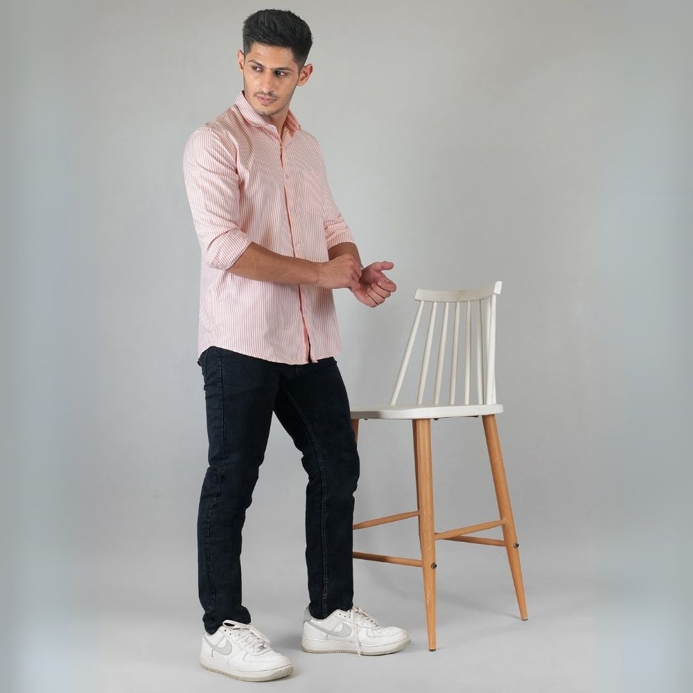 Young & Formal by Cambridge  Striped Formal Shirt – Slim Fit, Full Sleeves | Office Wear with a Stylish Edge | YF00006SF