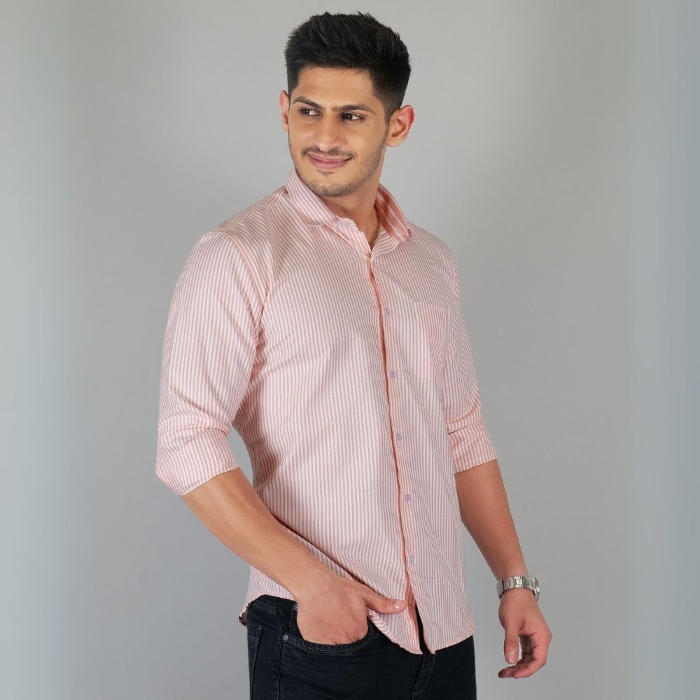 Young & Formal by Cambridge  Striped Formal Shirt – Slim Fit, Full Sleeves | Office Wear with a Stylish Edge | YF00006SF