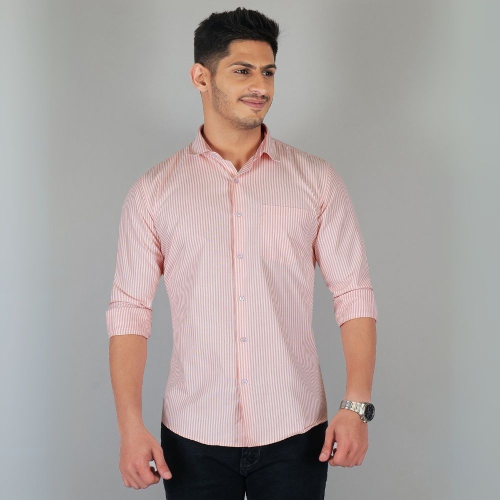 Young & Formal by Cambridge  Striped Formal Shirt – Slim Fit, Full Sleeves | Office Wear with a Stylish Edge | YF00006SF
