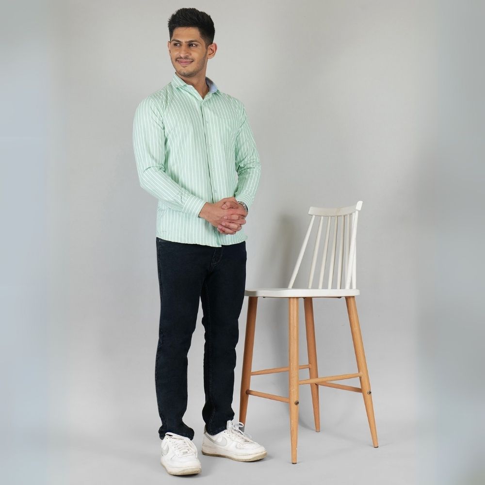 Young & Formal by Cambridge  Striped Formal Shirt – Slim Fit, Full Sleeve | Perfect for Weekday Office & Team Meetings | YF00005SF
