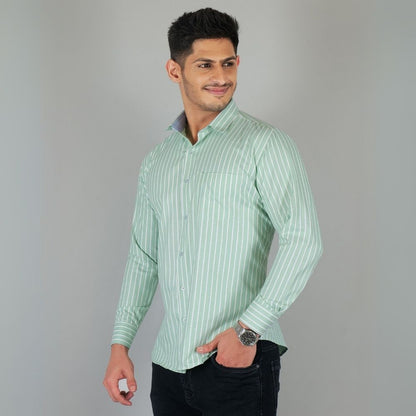 Young & Formal by Cambridge  Striped Formal Shirt – Slim Fit, Full Sleeve | Perfect for Weekday Office & Team Meetings | YF00005SF