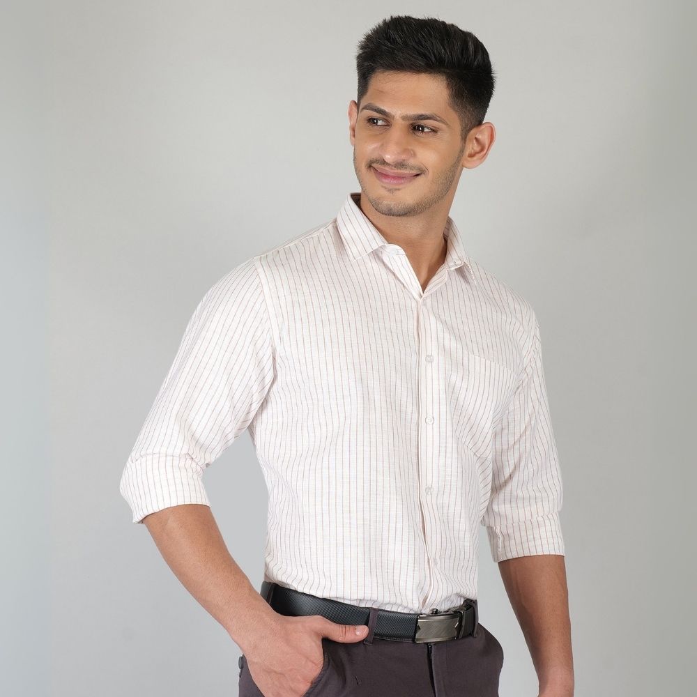 Young & Formal by Cambridge  Striped Formal Shirt – Slim Fit, Long Sleeves | Business Ready for Office & Formal Events | YF00011SF