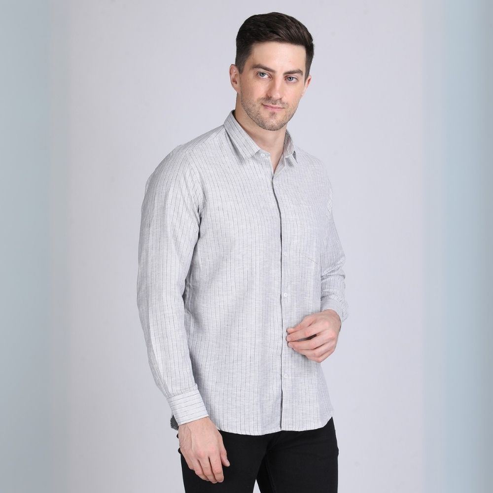Young & Formal by Cambridge  Striped Formal Shirt – Slim Fit, Long Sleeves | Travel-Ready Office Wear for Professionals on the Move | YF00013SF